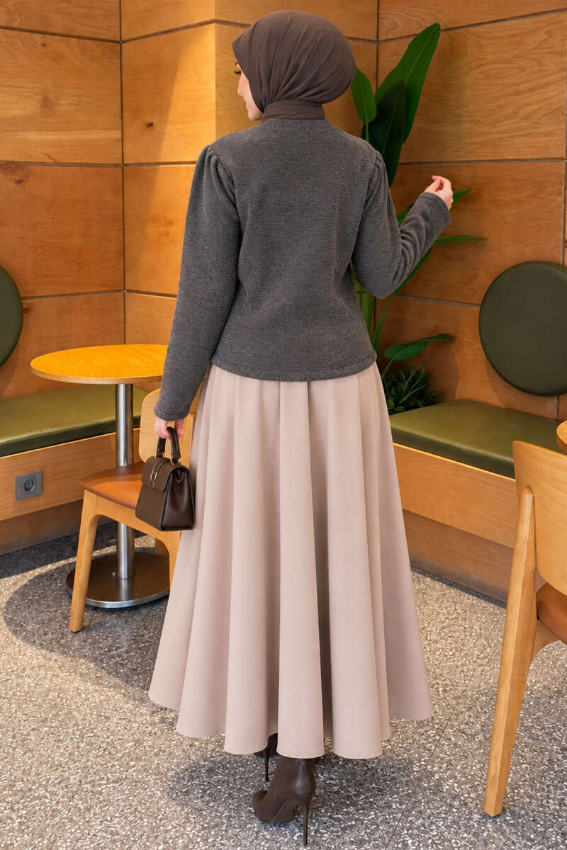 Pearl Button Detail Knit Cardigan Smoke - immagine 4
