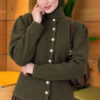 Pearl Button Detail Knit Cardigan Khaki - immagine 3