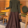 Pearl Button Detail Knit Cardigan Khaki - immagine 4