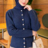 Pearl Button Detail Knit Cardigan Indigo - immagine 3
