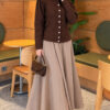 Pearl Button Detail Knit Cardigan Brown - immagine 2