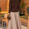 Pearl Button Detail Knit Cardigan Brown - immagine 3