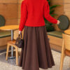 Pearl Button Detail Knit Cardigan Red - immagine 4