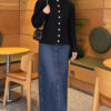 Pearl Button Detail Knit Cardigan Black - immagine 2