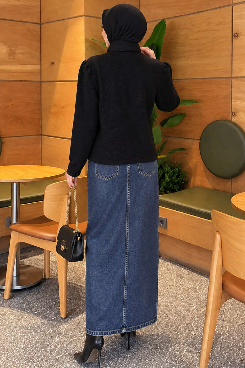 Pearl Button Detail Knit Cardigan Black - immagine 4
