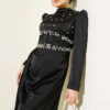 Pearl Embellished Satin Evening Dress Black - Imagen 2