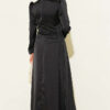 Pearl Embellished Satin Evening Dress Black - Imagen 3