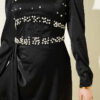 Pearl Embellished Satin Evening Dress Black - Imagen 4