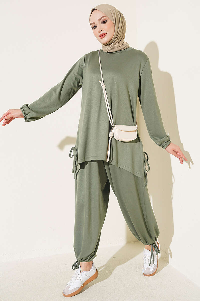 Two-Piece Set with Drawstring Detail Khaki