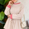 Tunic with drawstring and stripe detail Beige - Imagen 3