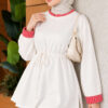Tunic with drawstring and stripe detail Ecru