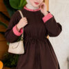 Tunic with drawstring and stripe detail Brown - Imagen 3