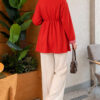 Tunic with drawstring and stripe detail Red - Imagen 4