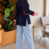 Tunic with drawstring and stripe detail Navy Blue - الصورة 4