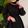 Tunic with drawstring and stripe detail Black