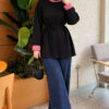 Tunic with drawstring and stripe detail Black - Afbeelding 2