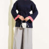 Rope-Tie Striped French Terry Tunic Navy Blue - Imagen 2