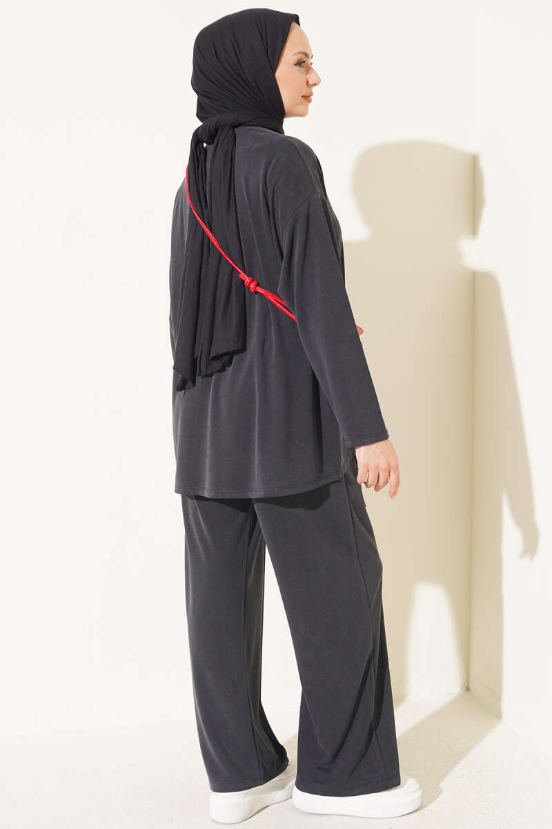 Basic two-piece set with tie detail Anthracite - Image 3