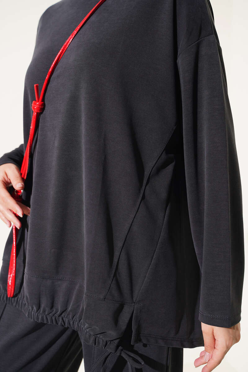 Basic two-piece set with tie detail Anthracite - Image 4