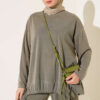 Basic two-piece set with tie detail Khaki - Imagen 2