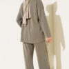 Basic two-piece set with tie detail Khaki - Imagen 3