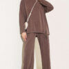 Basic two-piece set with tie detail Brown