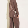 Basic two-piece set with tie detail Brown - Imagen 3