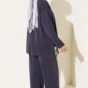Basic two-piece set with tie detail Navy Blue - Image 3