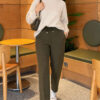 Belted Tapered Pants with String Detail Khaki – Bild 2