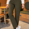 Belted Tapered Pants with String Detail Khaki – Bild 3