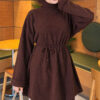 Ribbed Tunic with Corded Waist Brown