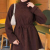 Ribbed Tunic with Corded Waist Brown - Imagen 3
