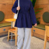 Ribbed Tunic with Corded Waist Navy Blue - Imagen 2