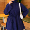 Ribbed Tunic with Corded Waist Navy Blue - Imagen 4