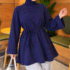Ribbed Tunic with Corded Waist Navy Blue