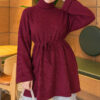 Ribbed Tunic with Corded Waist Plum