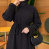 Ribbed Tunic with Corded Waist Black