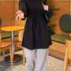 Ribbed Tunic with Corded Waist Black - immagine 2