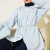 Wide Sleeve Modal Shirt with Tie Belt Ice Blue