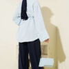 Wide Sleeve Modal Shirt with Tie Belt Ice Blue – Bild 3