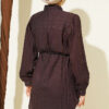 Textured Striped Shirt with Belt Dark Brown – Image 3