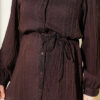 Textured Striped Shirt with Belt Dark Brown – Image 4