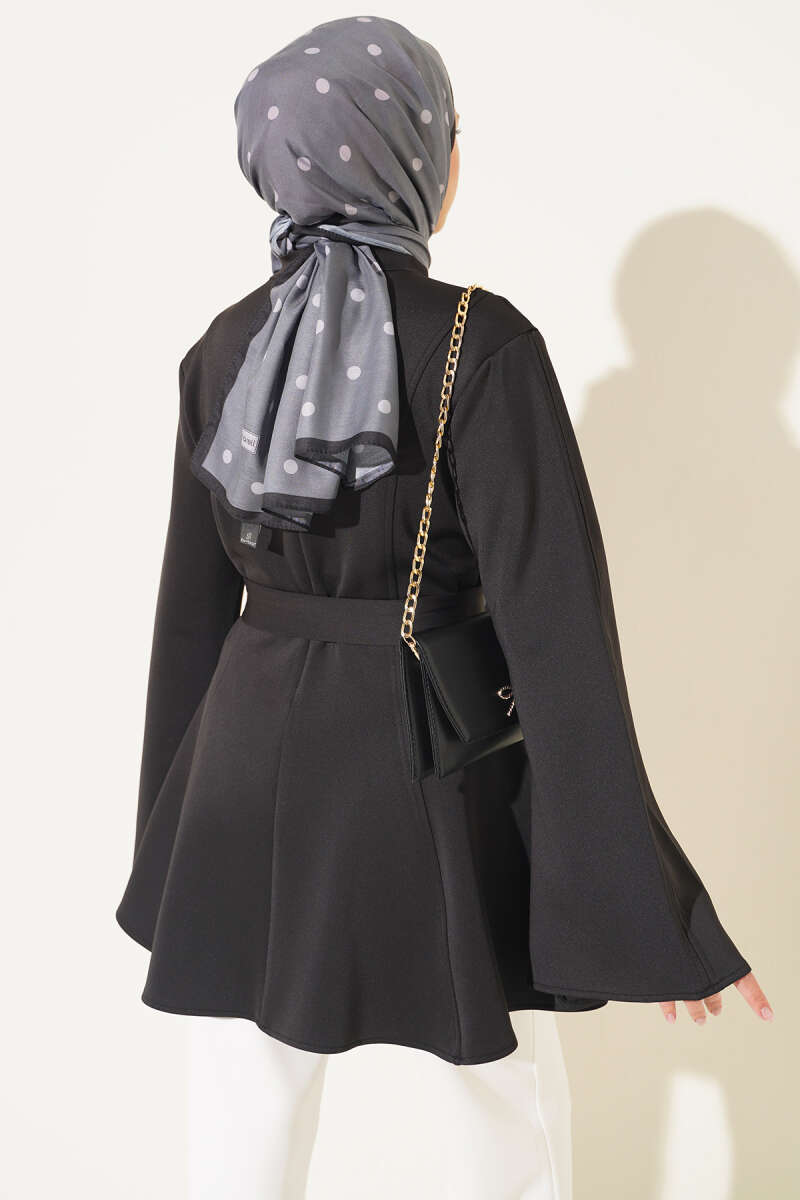 Spanish Sleeve Scuba Tunic Black - الصورة 3