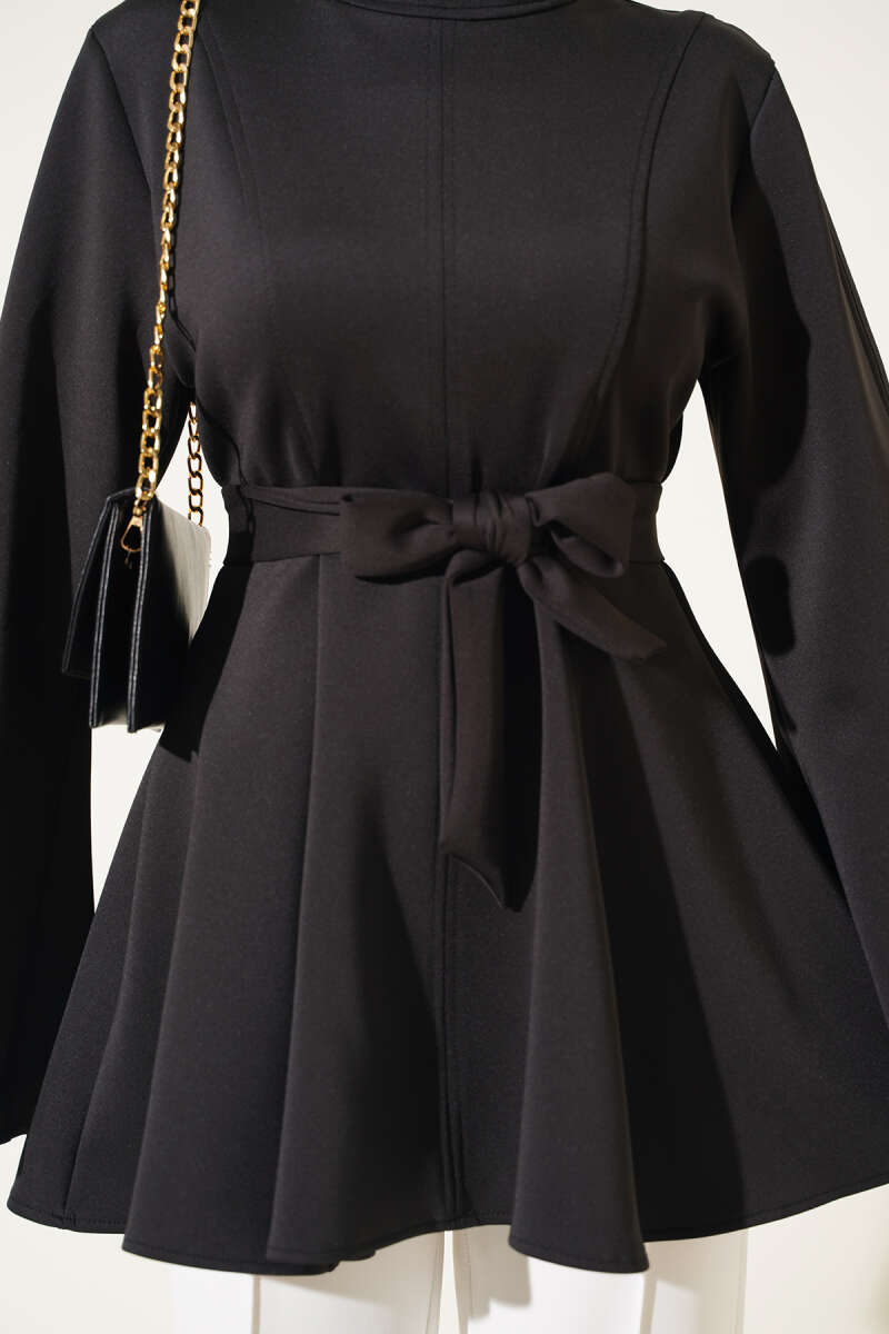 Spanish Sleeve Scuba Tunic Black - الصورة 4