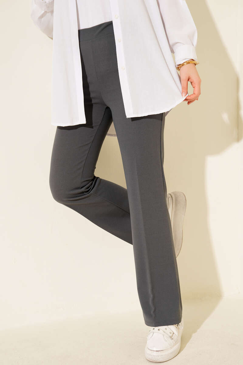Flared Waistband Double Pants Smoke