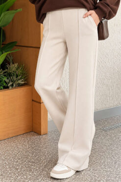 Spanish Hem Scuba Pants Beige