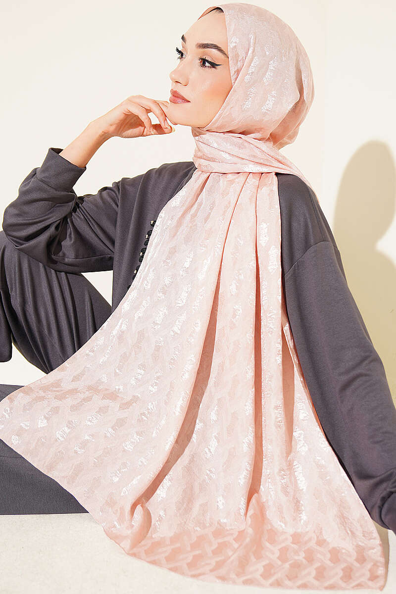 Textured Jacquard Shaw Nude - immagine 2