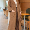 Textured Pocket Long Knit Cardigan Latte