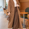 Textured Pocket Long Knit Cardigan Latte – Image 2