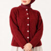 Velvet-Look Special Chenille Cardigan Burgundy